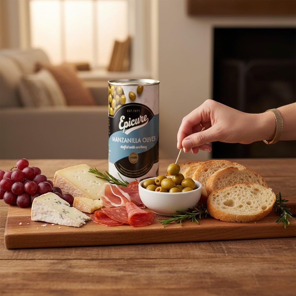 Epicure Manzanilla Olives Stuffed with Anchovy - Pitted, 350g Jar 5