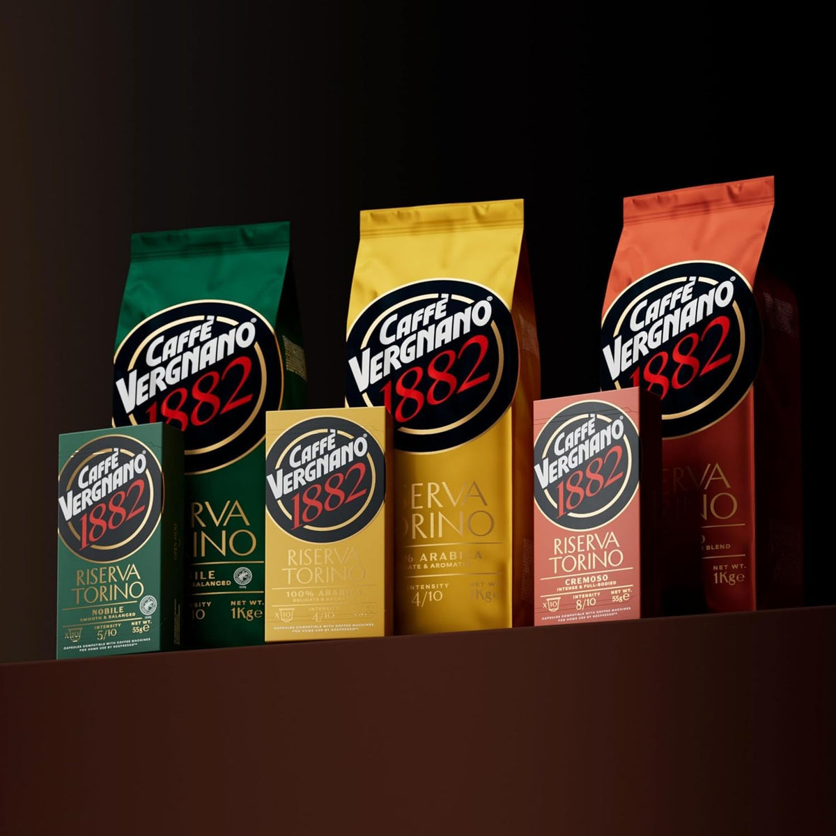 Caffè Vergnano 1882 Riserva Torino Cremoso Coffee Beans - Medium Roast, 1 kg