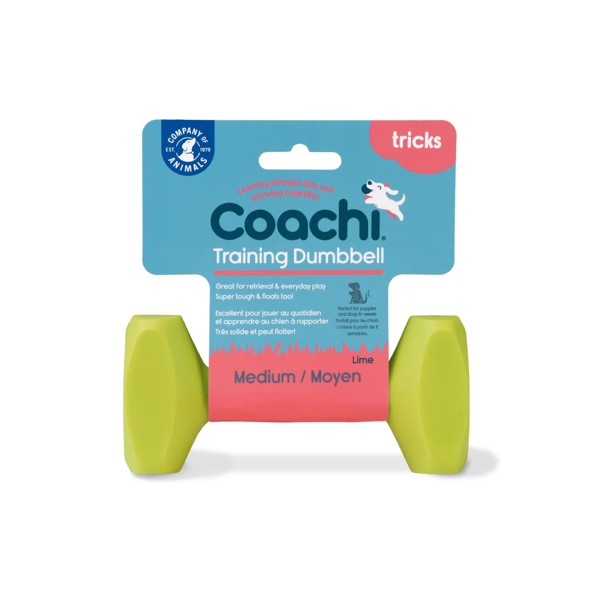 Coachi Training Dumbbell - Floats for Retrieval | Super Tough Plastic | Size M Lime 1