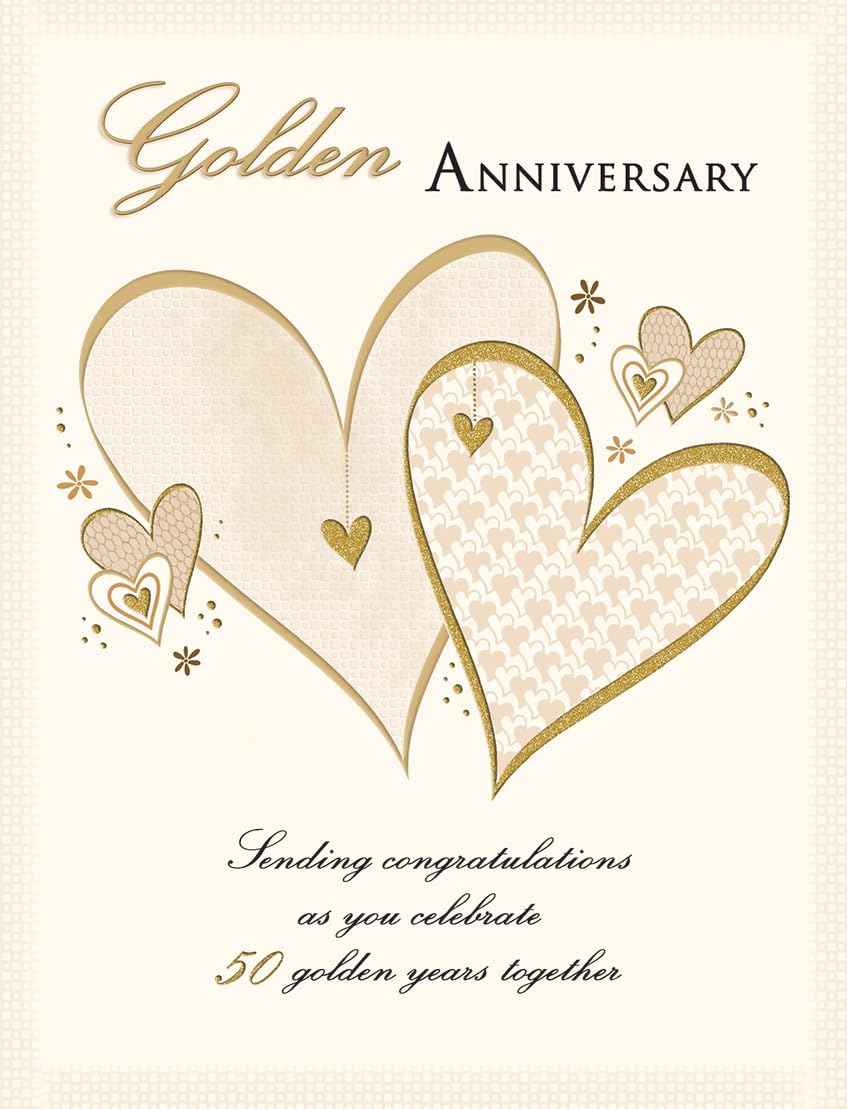 Piccadilly Greetings Golden Anniversary Card - 50 Years Together | 8 x 6 Inch