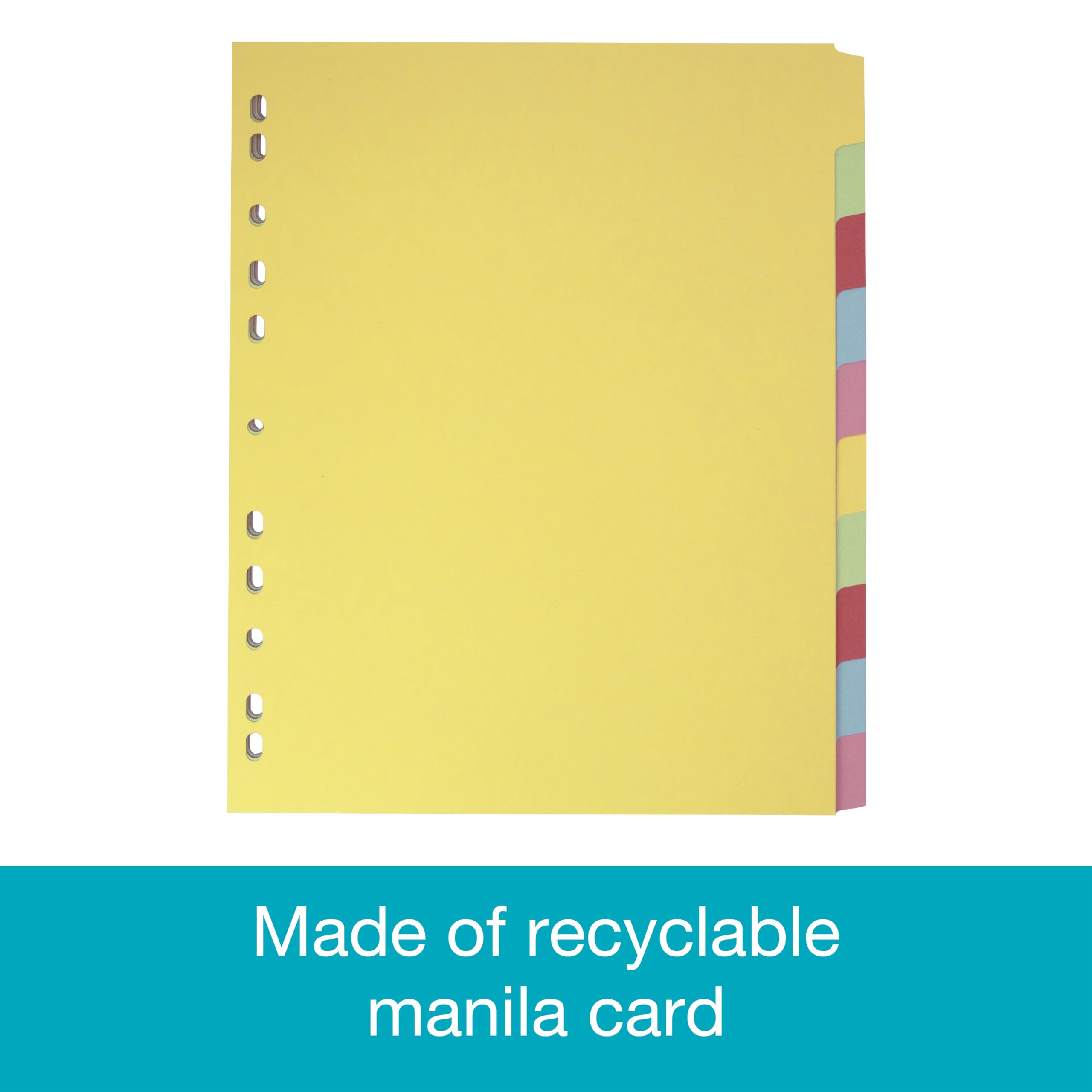 Elba A4+ Extra Wide File Dividers - 10 Sets Assorted Colours | Durable Cardstock 6
