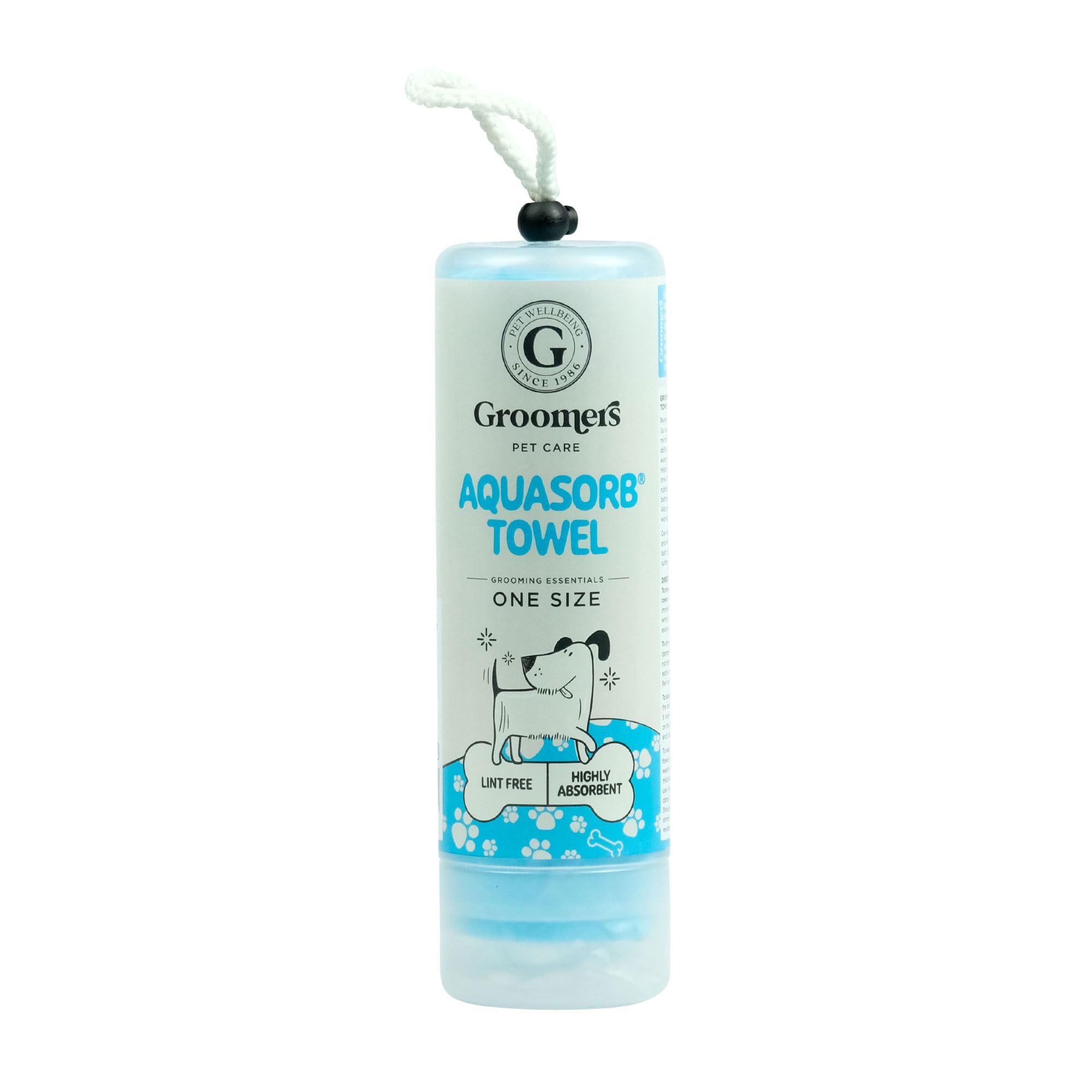 Groomers Aquasorb Absorbent Chamois - Medium Blue Pet Towel | Microfibre | Reusable 1