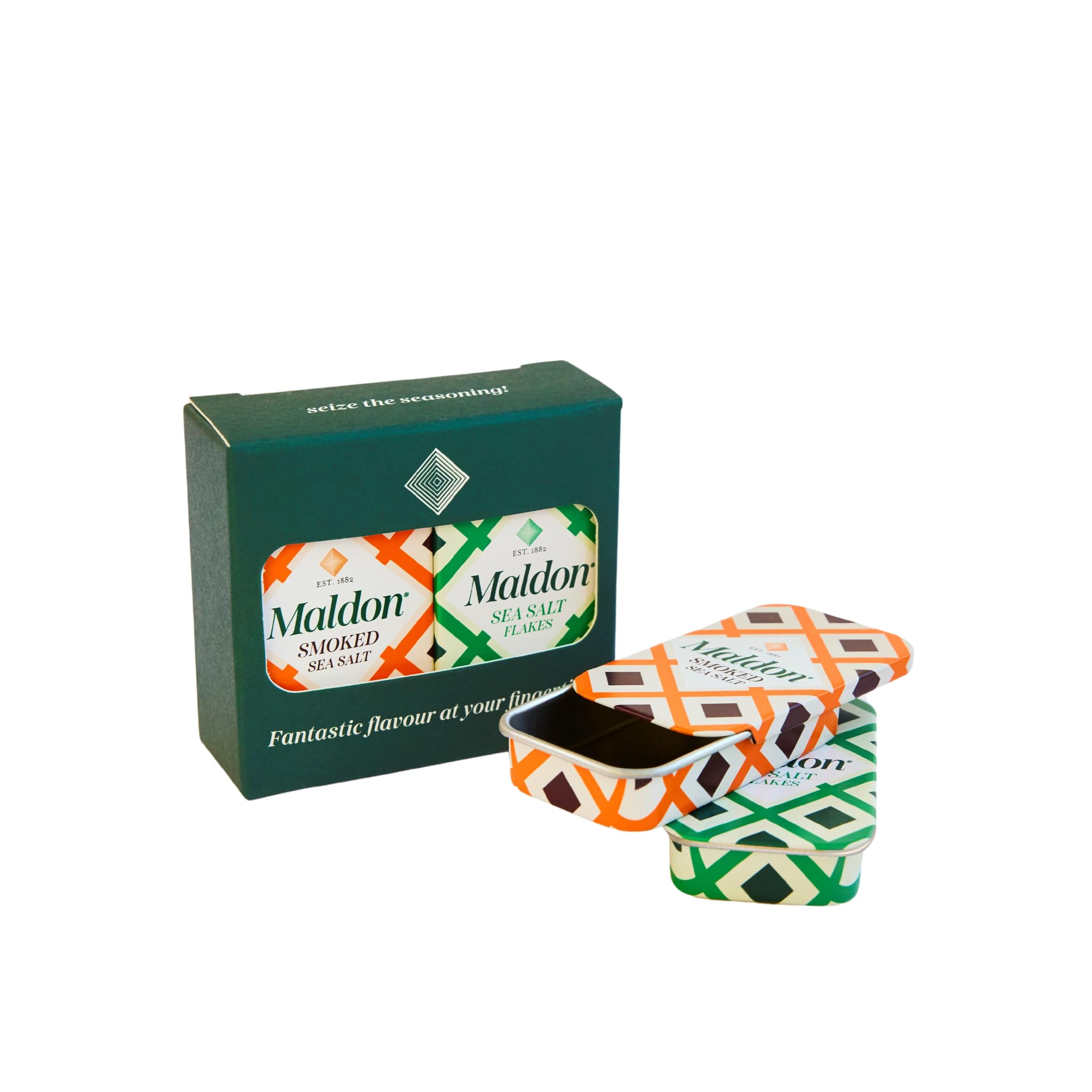 Maldon Salt - Pinch Tin Set - 2 Original Sea Salt Tins & 2 Smoked Sea Salt Tins