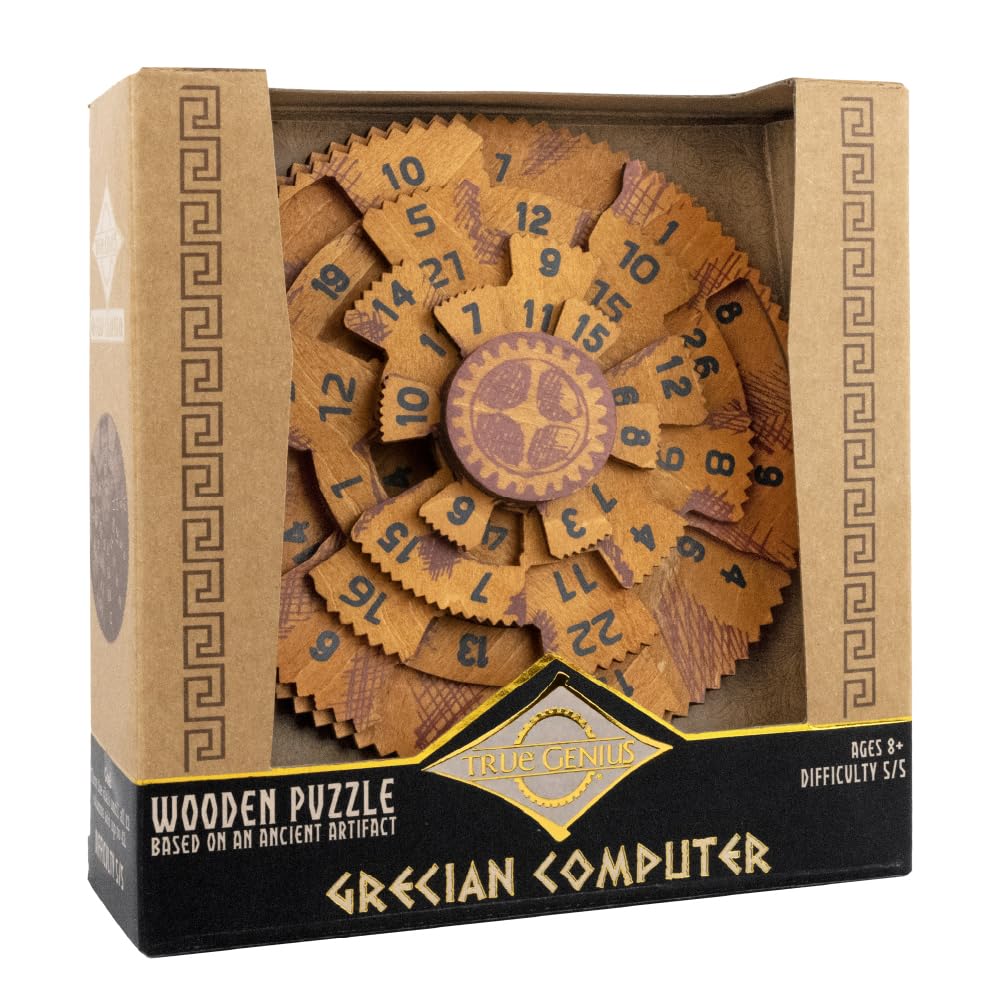 True Genius Grecian Computer Brain Teaser Puzzle - Wood Logic Game for Teens & Adults 1