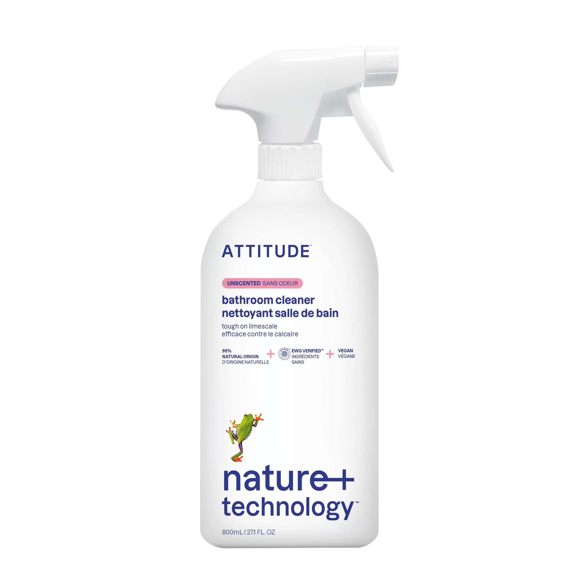 ATTITUDE Bathroom Cleaner Spray - EWG Verified, Plant-Based, Vegan, Streak-Free Shine | 800 ml