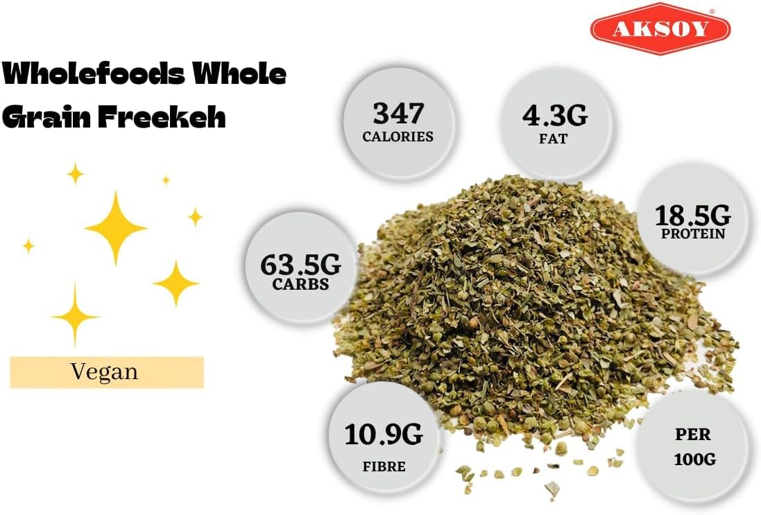 AKSOY Whole Grain Freekeh - Ancient Roasted Durum Wheat | 1.25KG 4