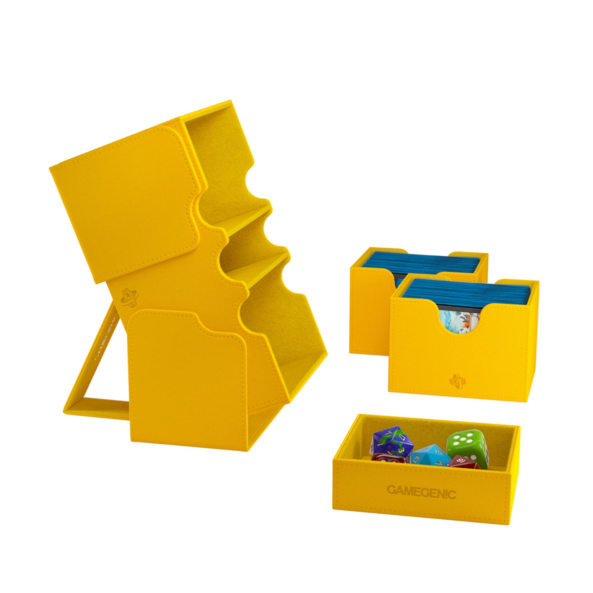Gamegenic Stronghold 200+ XL Convertible Trading Card Storage Box - Holds 200 Double-Sleeved Cards, Yellow 2