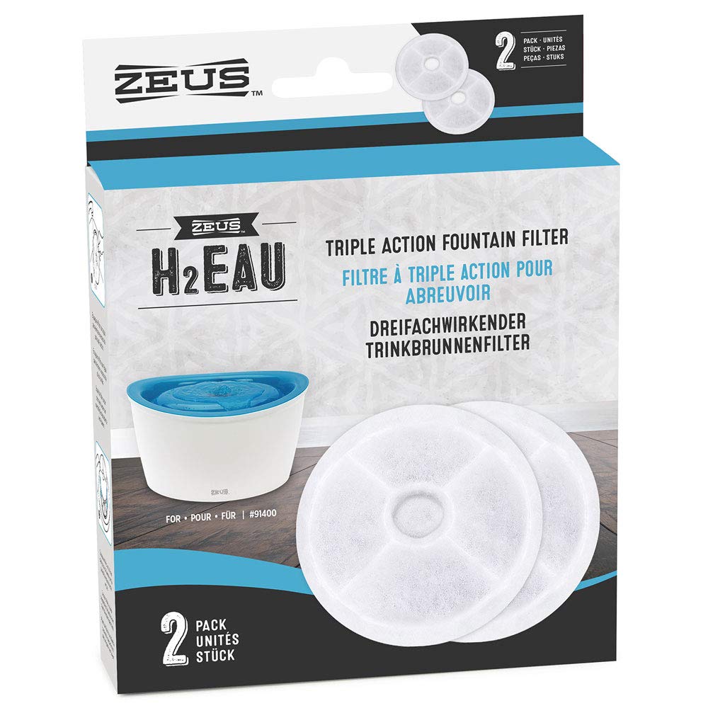 Zeus H2EAU Fountain Replacement Filters - Pack of 2 | Removes Odor & Sediment 1