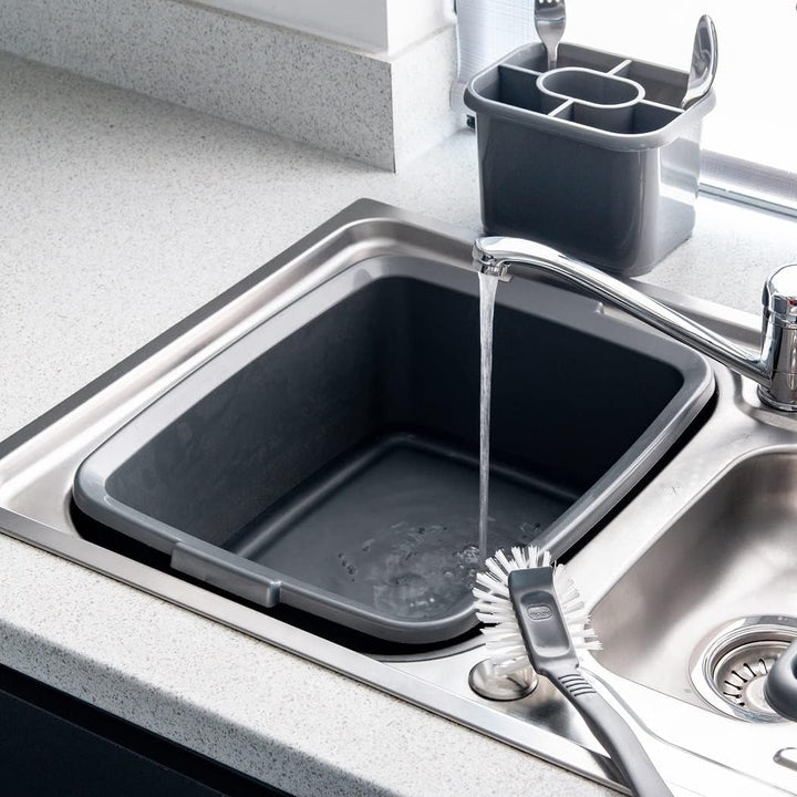Addis 502813 Plastic Butler Large Rectangular Bowl, Metallic Silver, 12.5L