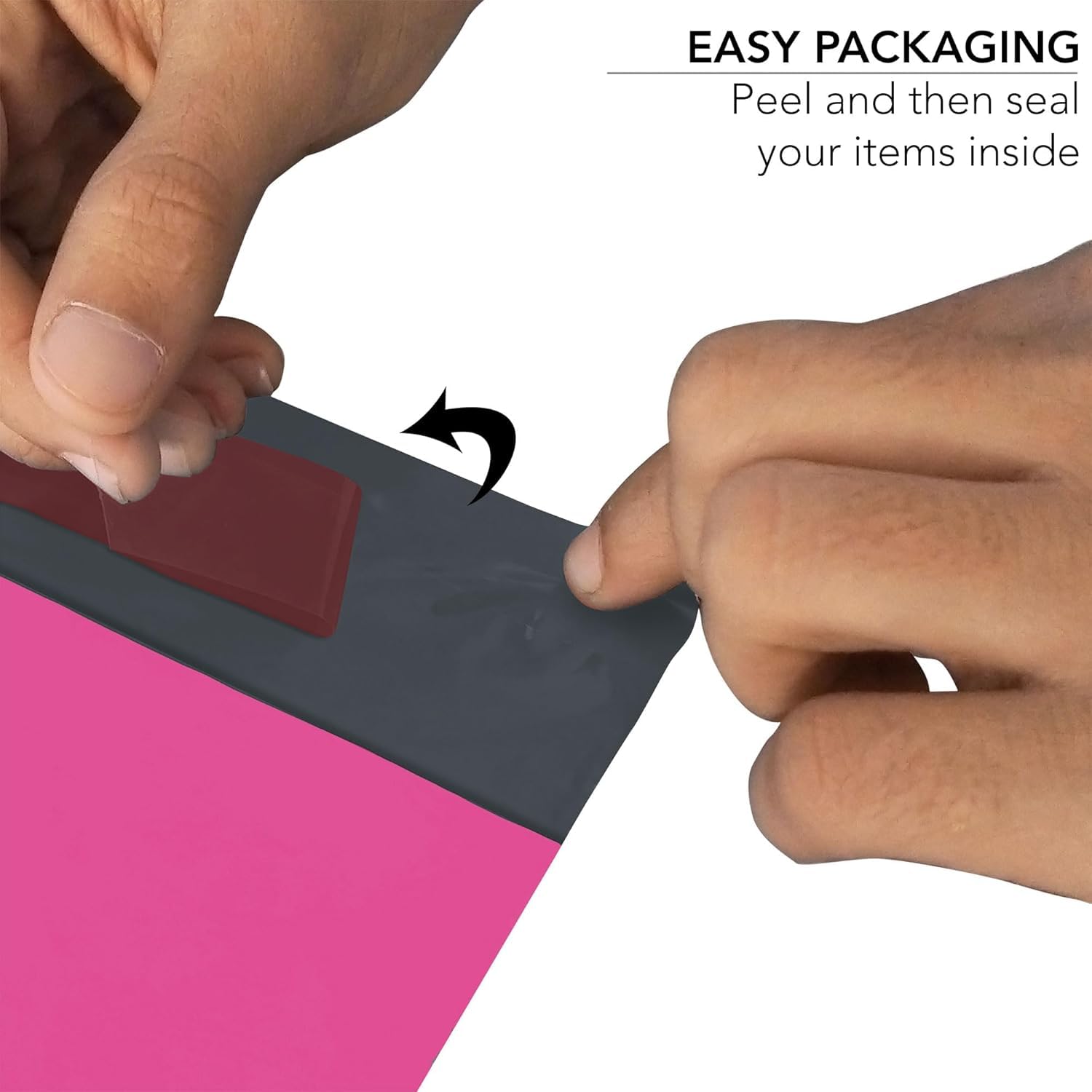 YUNJU 60 Pack Hot Pink Plastic Mail Bags - 17x24 Inch Self-Seal for Shipping & Postal Use 4