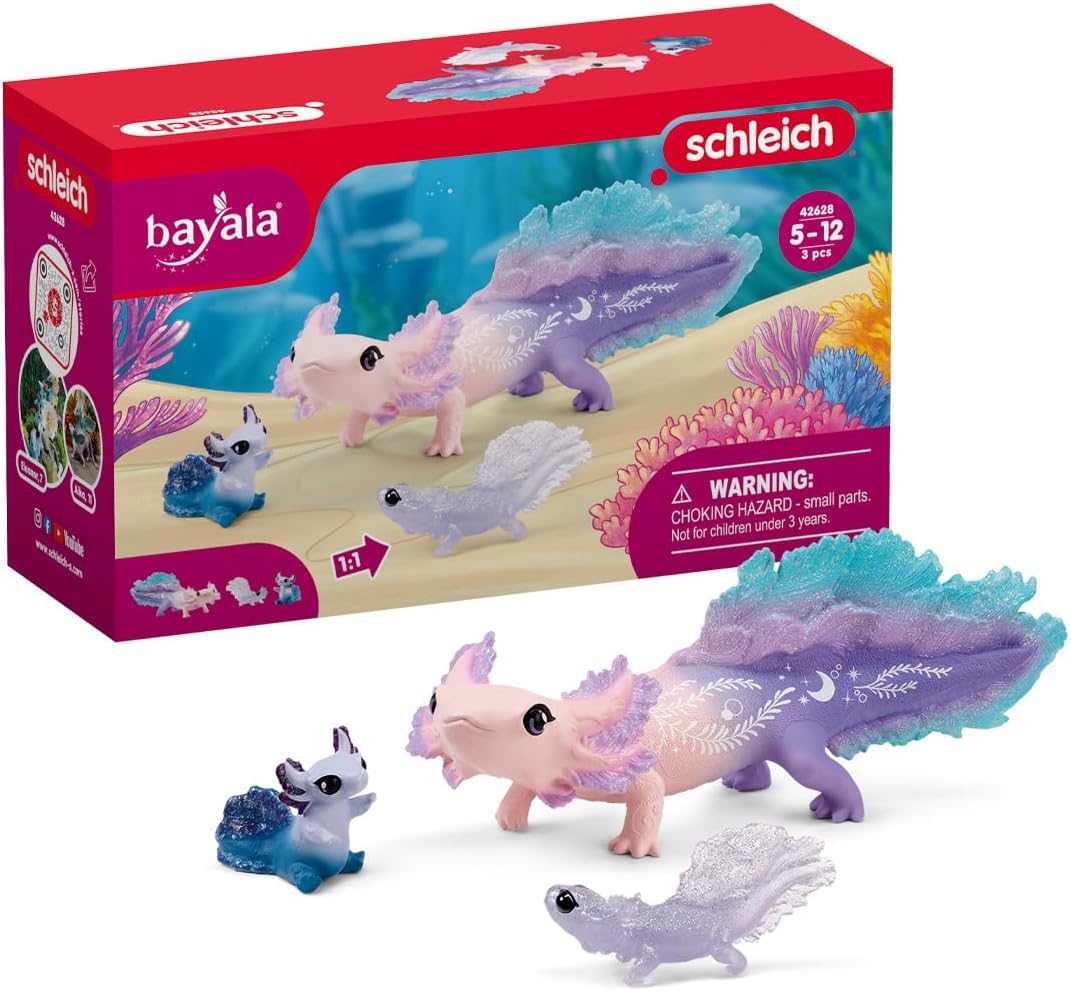 Schleich Bayala 42628 Axolotl Salamander Playset - 3-Piece Magical Underwater Figures