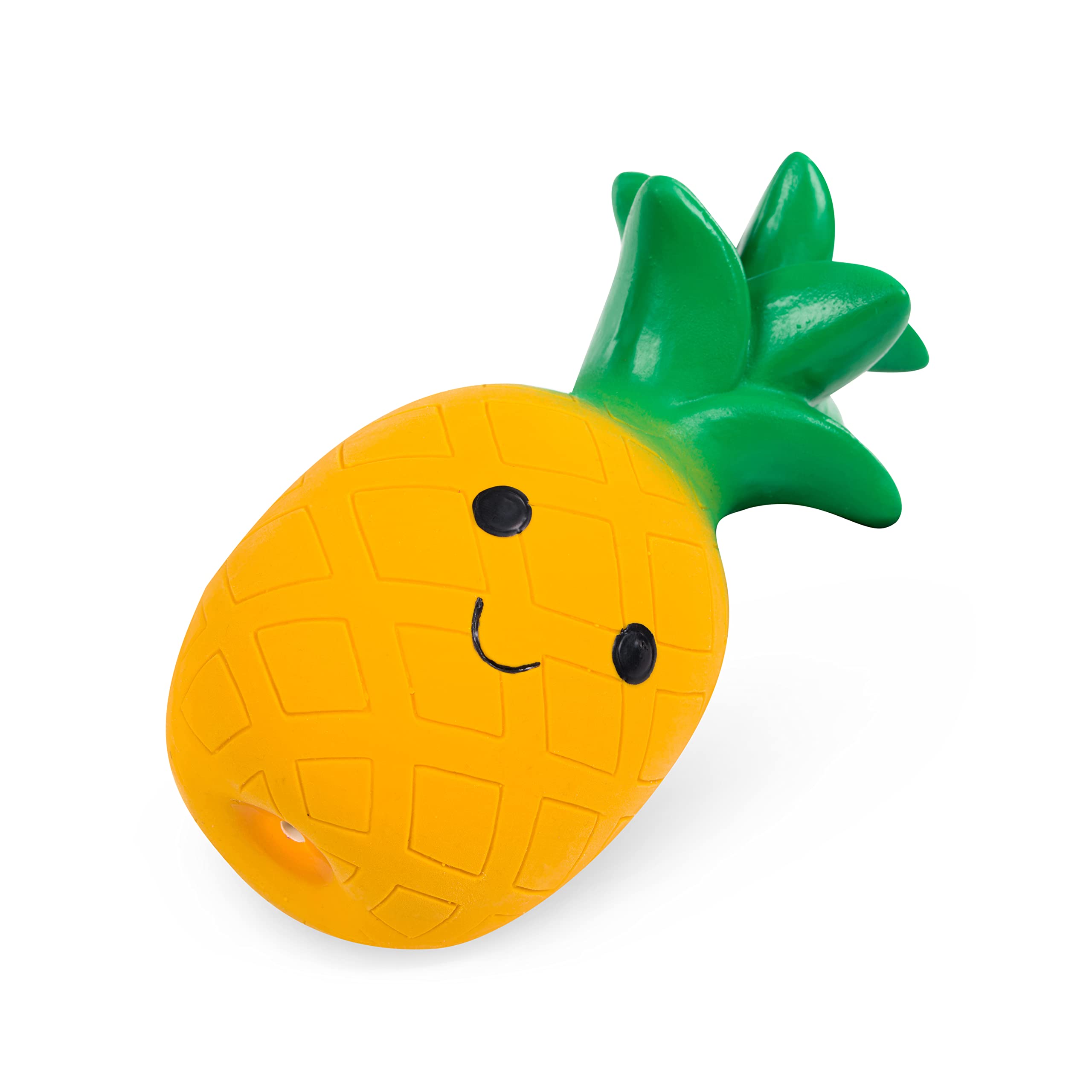 Petface Large Latex Pineapple Soft Chew Dog Toy - Squeaker Feature | Natural Rubber