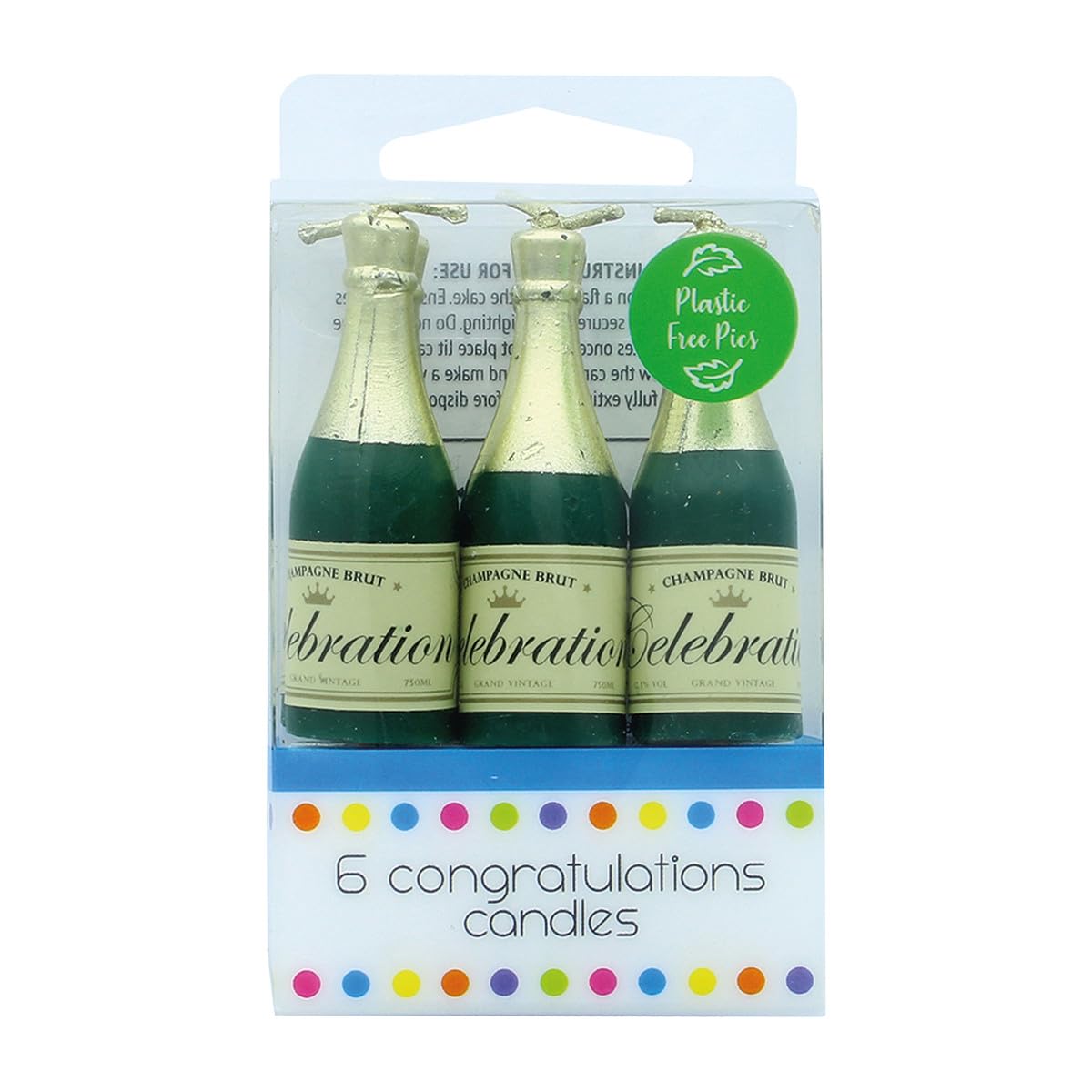 Culpitt Champagne Bottle Birthday Candles - 6 Pack | 7cm Height
