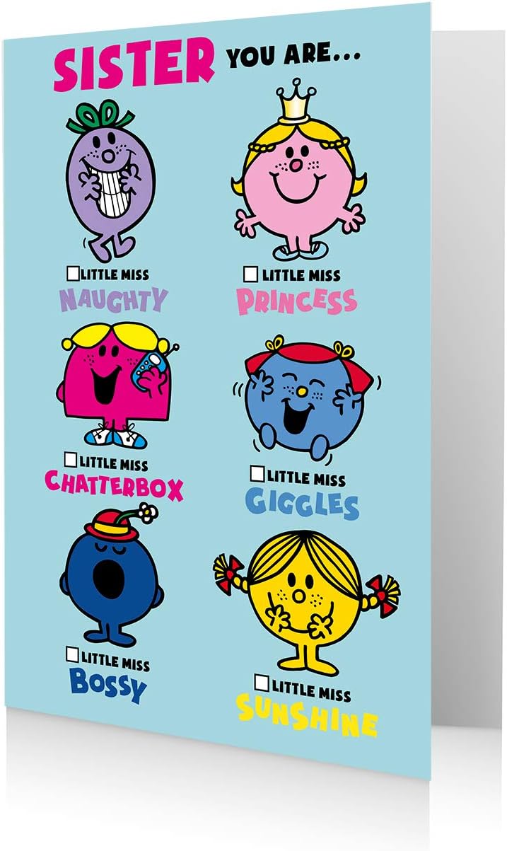 Mr Men & Little Miss, Multi ,7 x 6, MR055 Little Miss Birthday Card, To Your Sis
