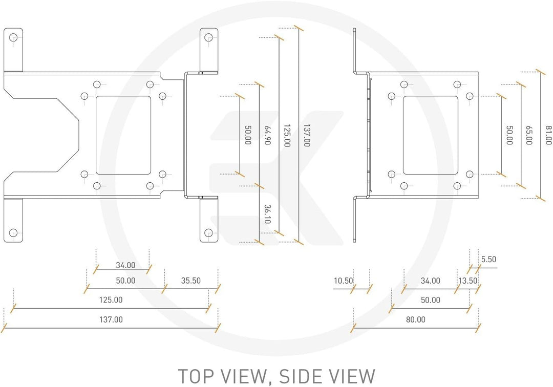 EK Water Blocks EK-UNI Pump Bracket (140mm FAN) Vertical - Universal Mounting Adapter for EK-XTOP and EK-XRES Revo D5 Series