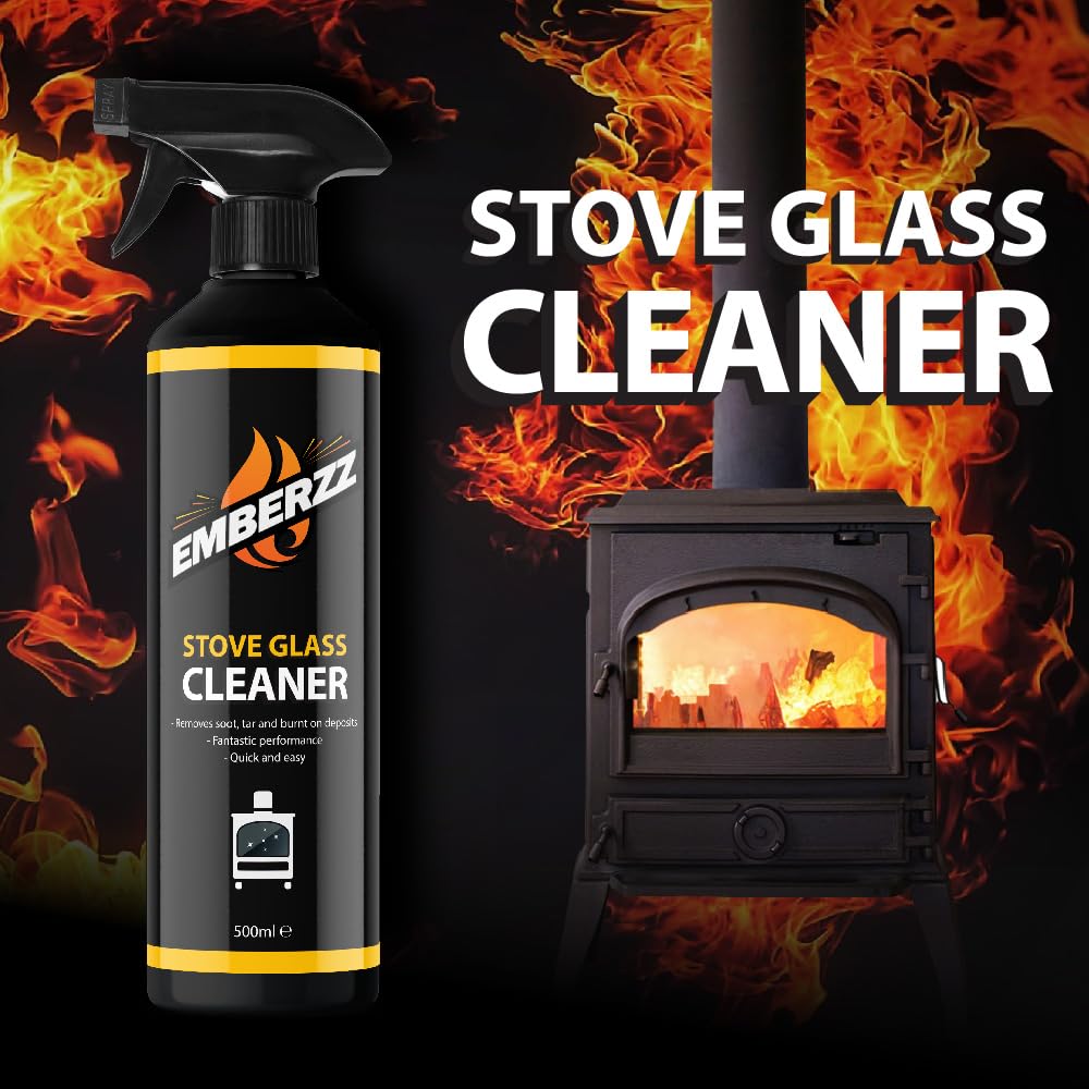 Emberzz Stove Glass Cleaner - Dissolves Soot, Grease & Tar | 500 ml Trigger Spray