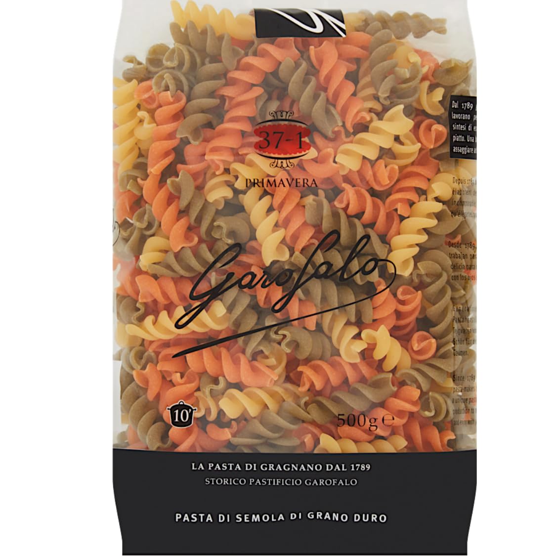 Garofalo Fusilli Tricolore Italian Dried Pasta with Spinach and Tomato | 500g | Bronze Die Cut 1