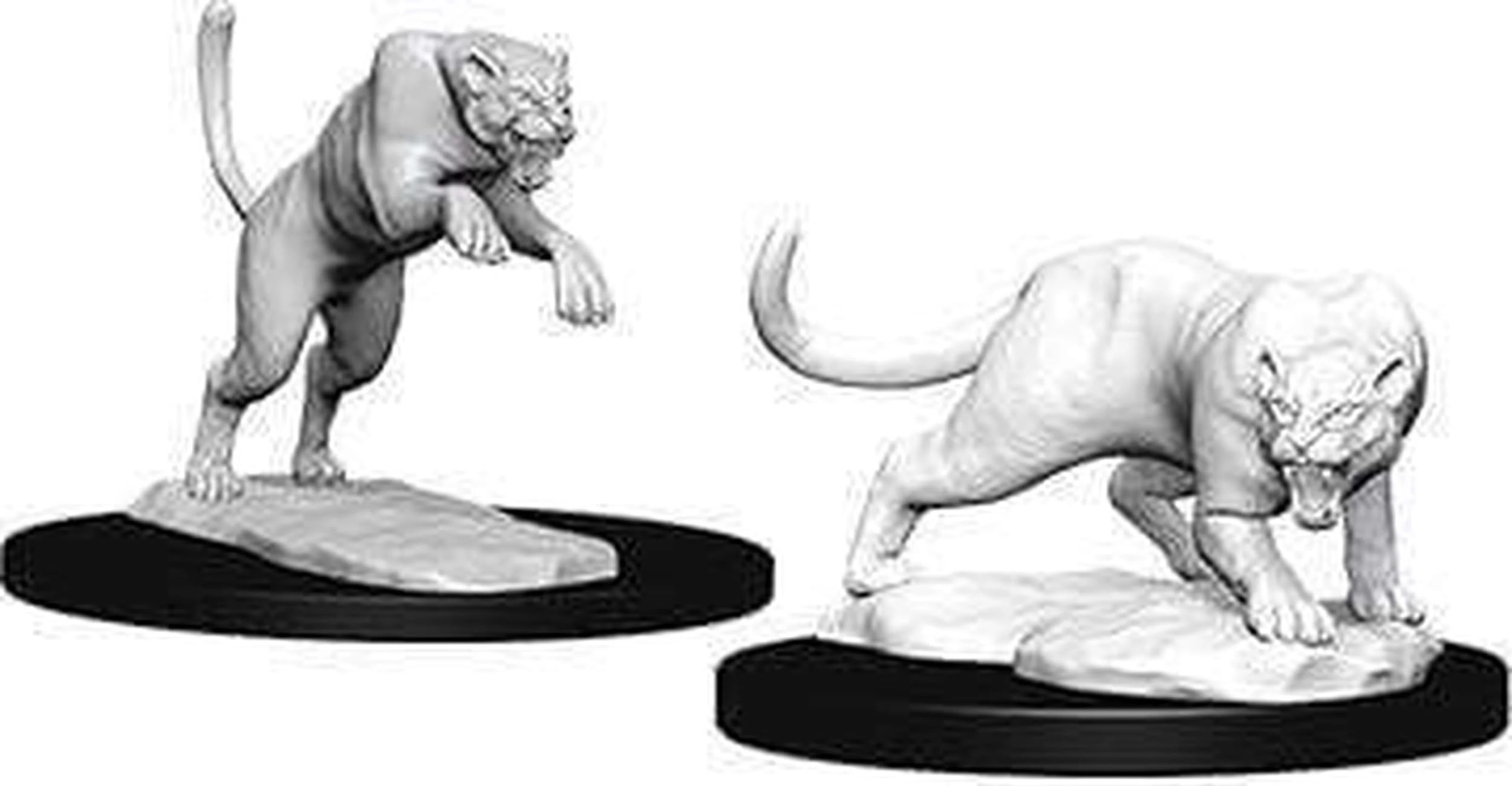 Dungeons & Dragons Nozurs Marvelous Miniatures - Panther & Leopard Unpainted Pack | 2 Count | Plastic
