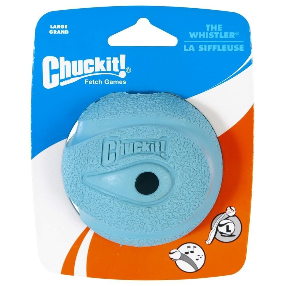 Chuckit! The Whistler Ball - Durable Rubber Interactive Dog Toy for Fetch | Large Size | Assorted Color