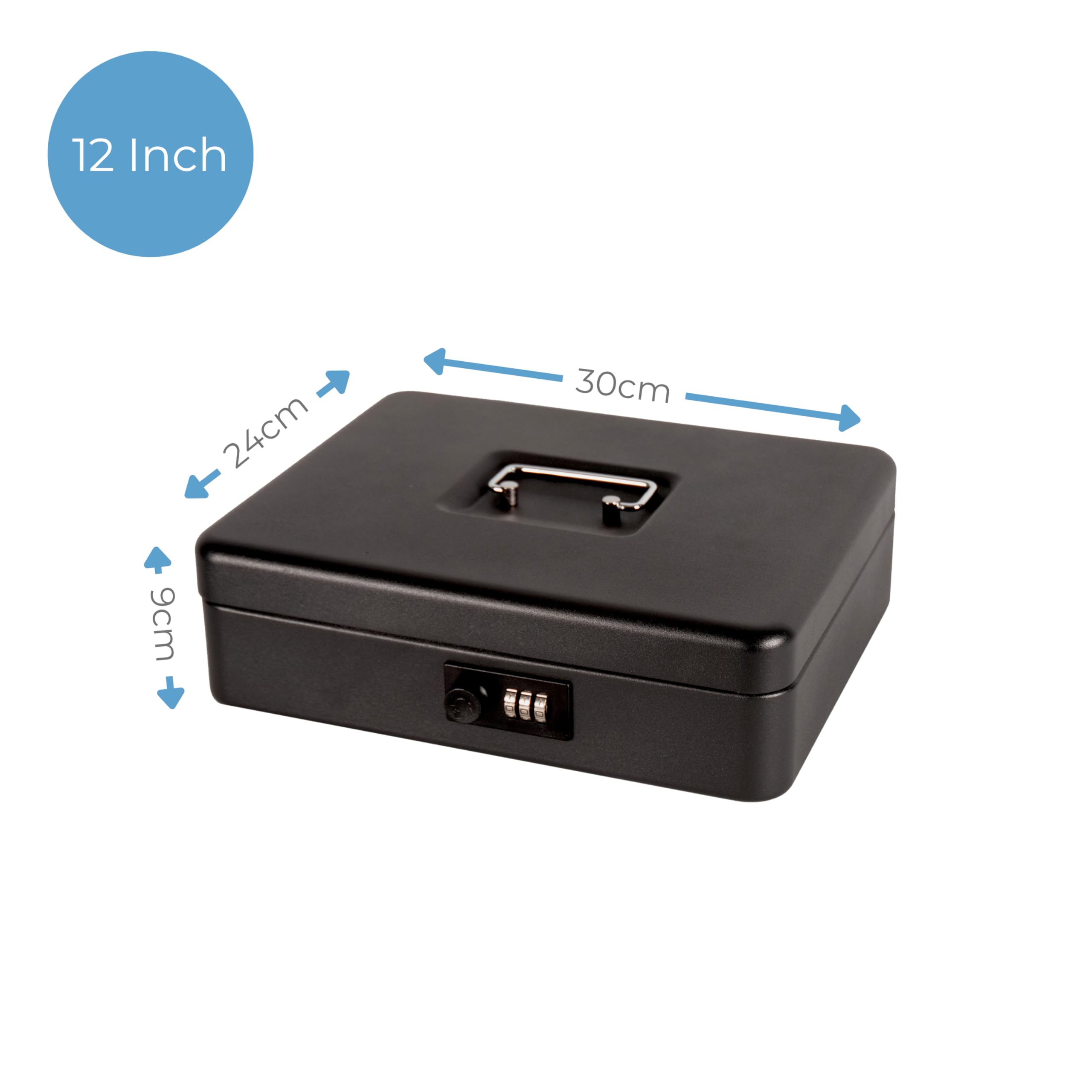 Cathedral Products 12 Inch Steel Cash Box with Combination Lock | Durable Powder-Coated Steel | Portable
