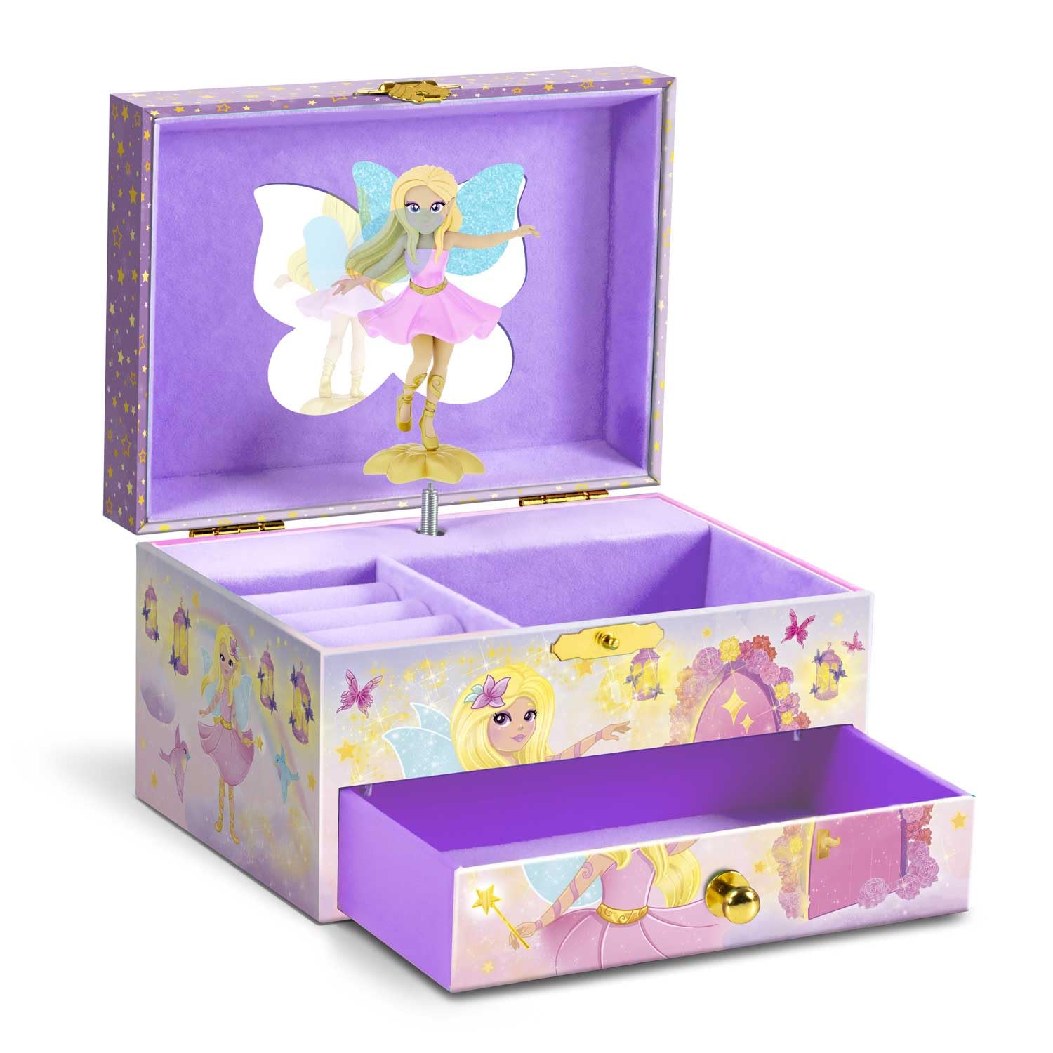 CRAZE Fairy Music Box Jewellery Box for Girls | Lila Color | Mirror & Compartments 1