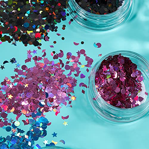 Smiffys Holographic Glitter Shapes by Moon Glitter - Purple - 3g