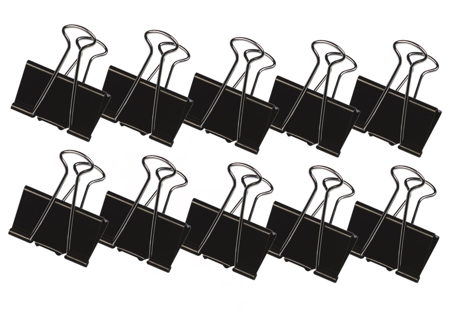Q-Connect Foldback Clips - 16mm Size, Black Metal | Pack of 10
