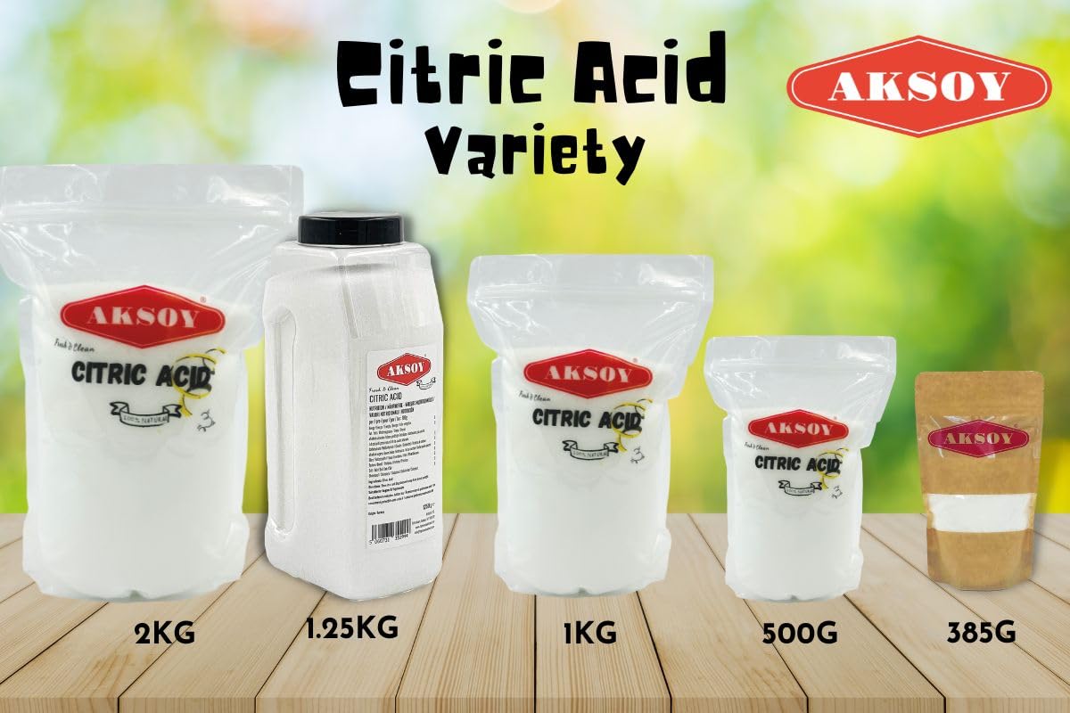 AKSOY Citric Acid Food Grade - 1.25KG Powder | Non-GMO De-Scaler & Cleaner 8