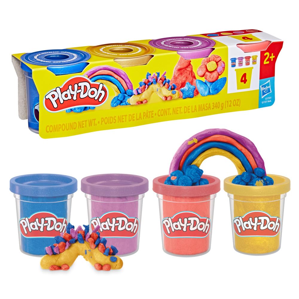 Play-Doh 4-Pack Shimmer Metallic Compound - Sparkly Modeling Clay for Kids 2+