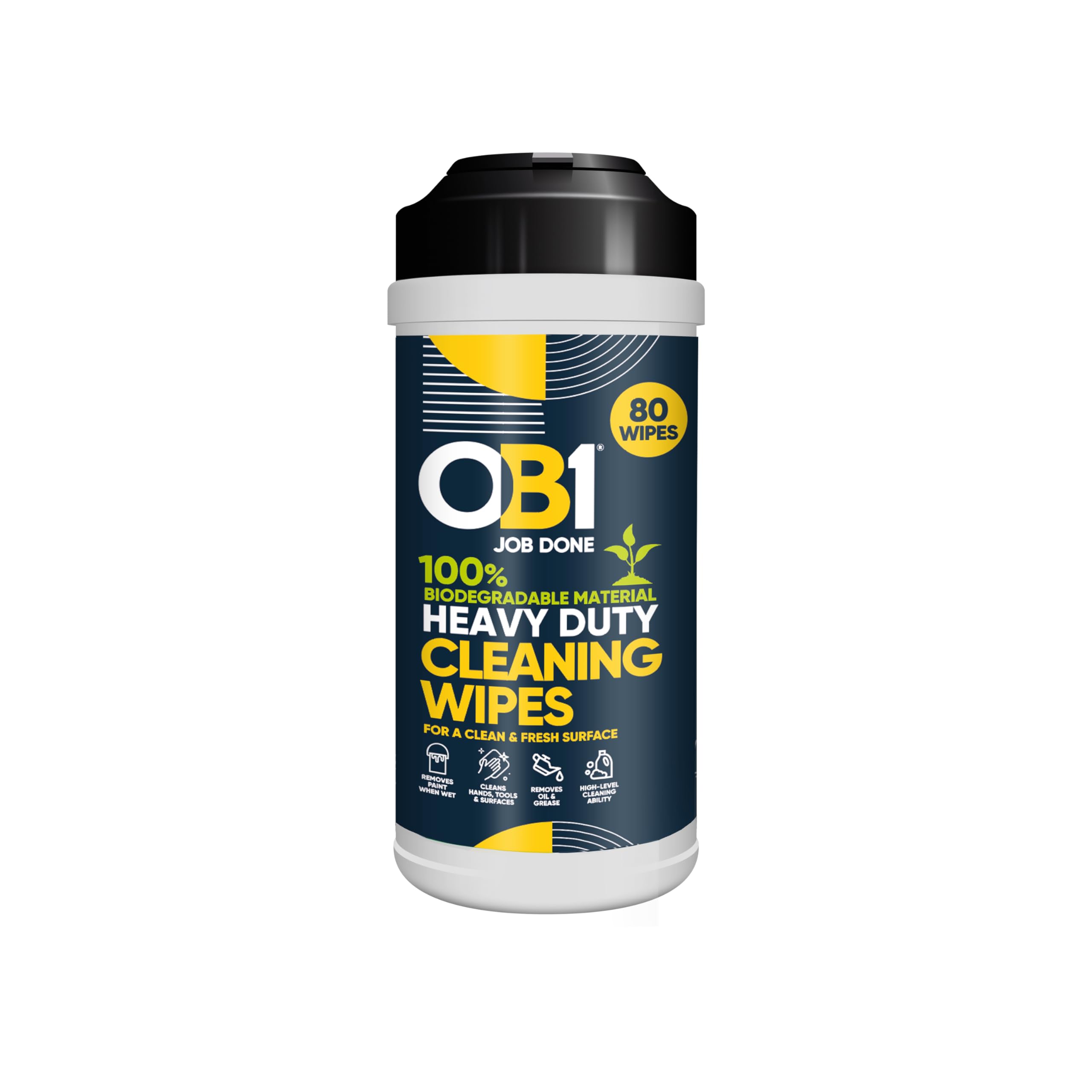 OB1 Heavy Duty Biodegradable Cleaning Wipes – 80 Count, Citrus Scent, For Hands & Tools 1