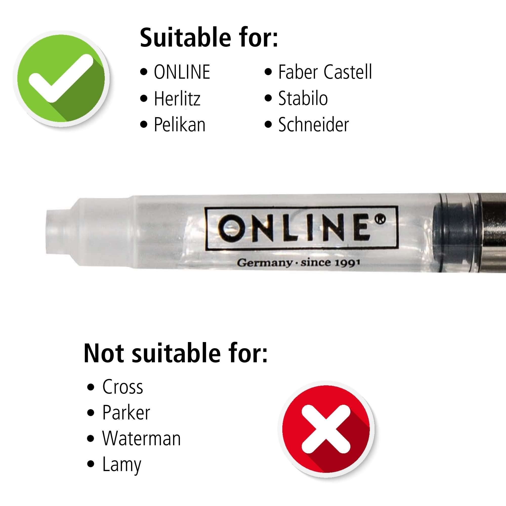 Online Standard Ink Converter for Fountain Pens - Crystal Clear Plastic, Universal Size | 70x8x8mm