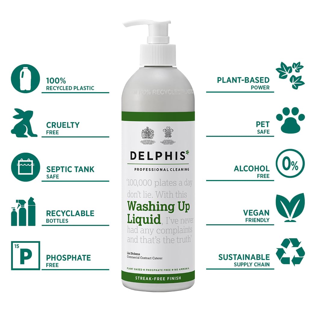 DELPHISECO Eco Washing Up Liquid - Citrus Scent, Plant-Based, 500 ml 2