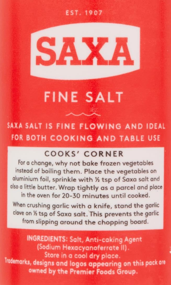 Saxa Fine Table Salt - Versatile Seasoning for Table & Cooking | 750g Drum