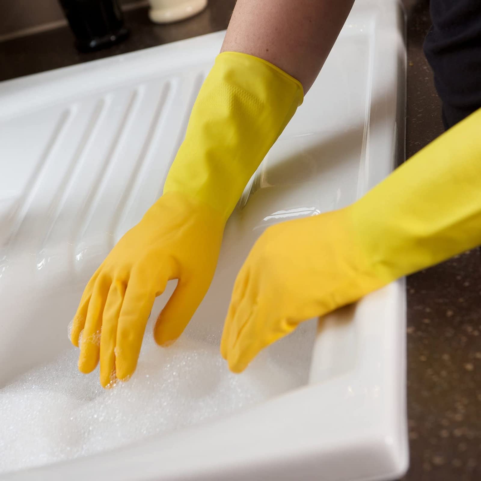 Marigold Cleaning Gloves - Triple-Layered Durability | Cotton-Lined Comfort | Yellow | Adult Medium 4