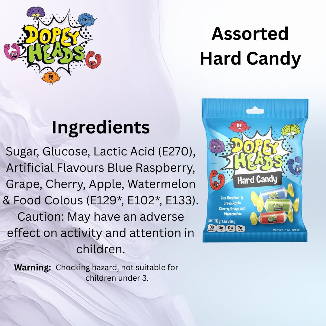 Dopey Heads Assorted Hard Candy - 5 Flavours | HALAL | 198g Bag 3