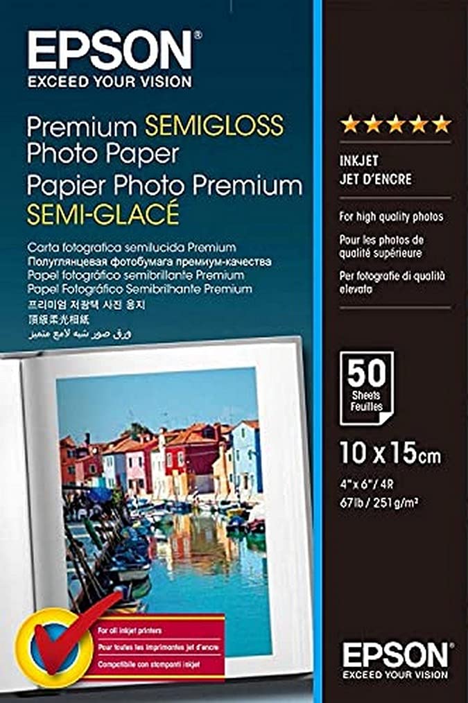Epson Premium Semigloss Photo Paper - 10x15 cm | 251 g/m² | 50 Sheets | Ink-jet