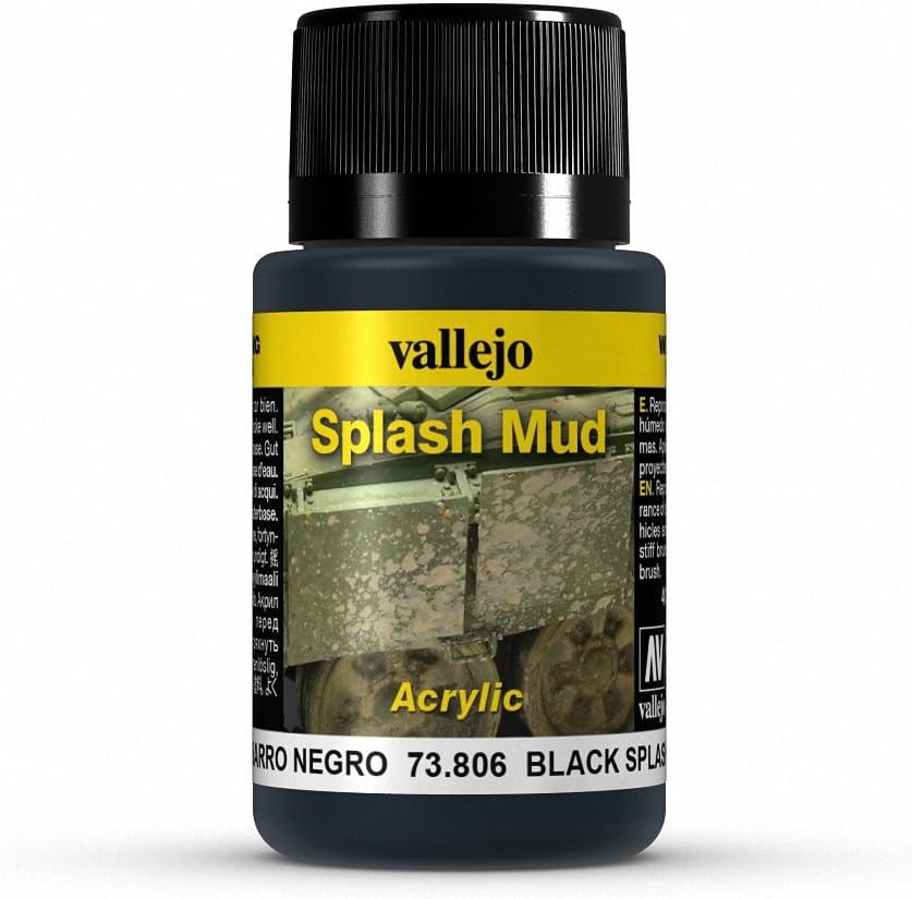 Vallejo Weathering Effects Black Splash Mud Acrylic Paint Bottle (40 ml)