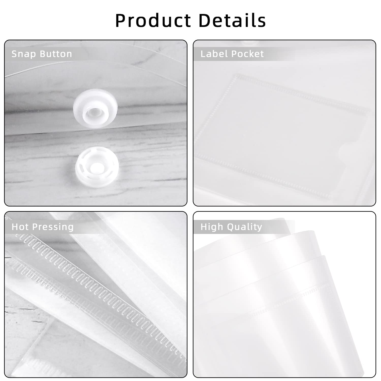 GoodtoU A5 Plastic Wallets Clear Popper Document Folders | 30 Pack | 150 Sheet Capacity 7