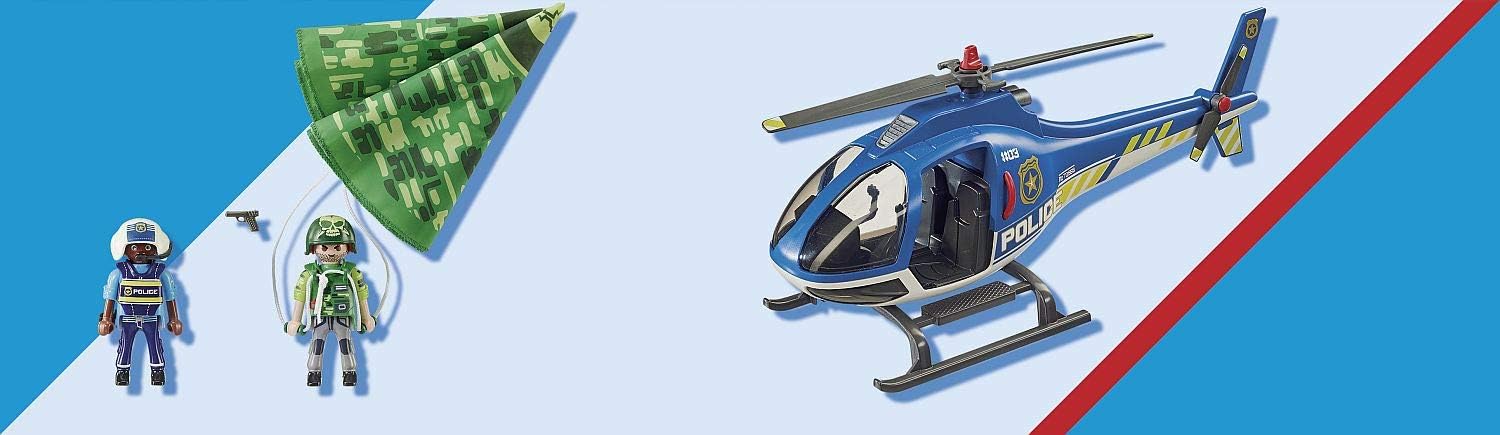 PLAYMOBIL City Action Police Parachute Search Playset - Helicopter Chase with Figures & Parachute for Ages 4-10 2