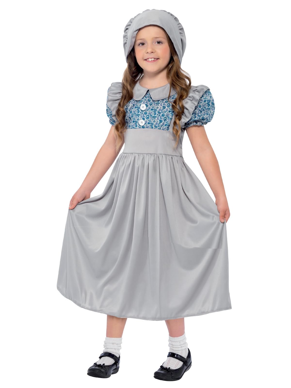 Smiffys Victorian School Girl Costume - Age 7-9 Years | Grey | Polyester