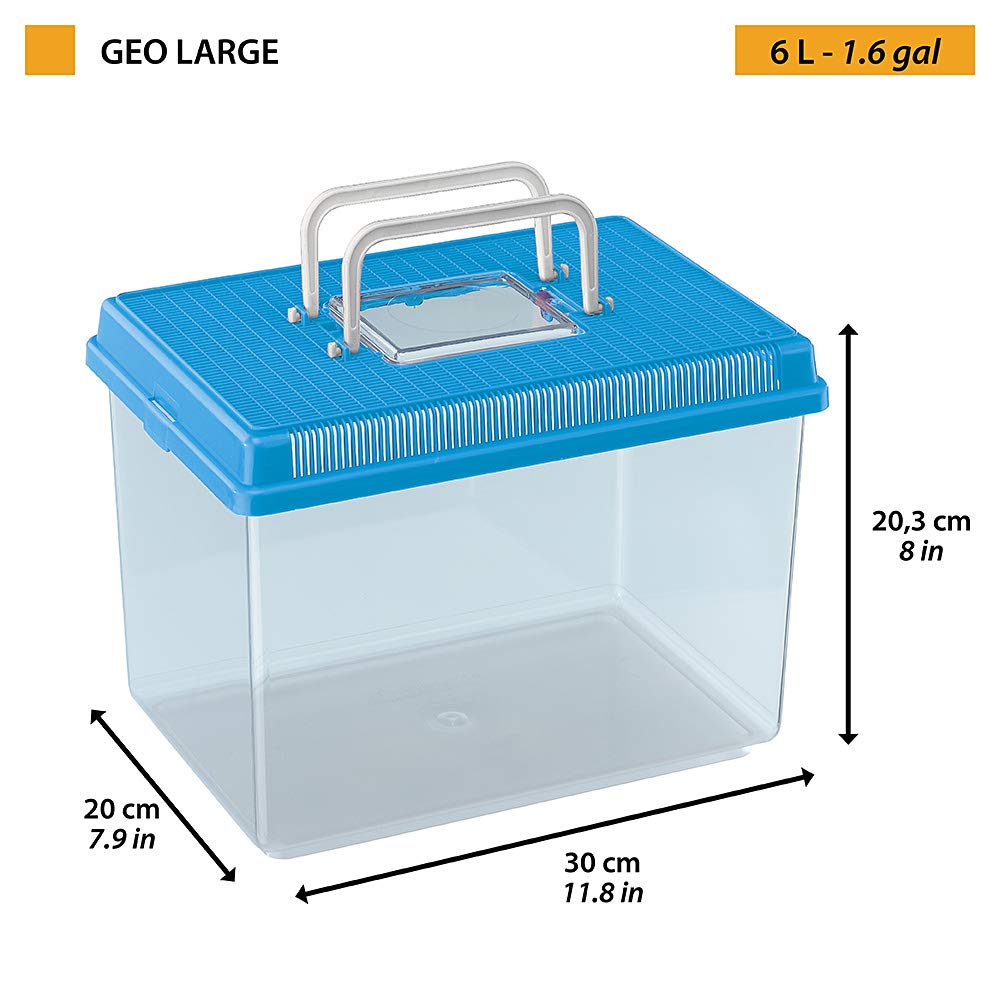 Ferplast Geo Large Plastic Aquarium Tank - 6 Litre Capacity | Transparent Blue Container