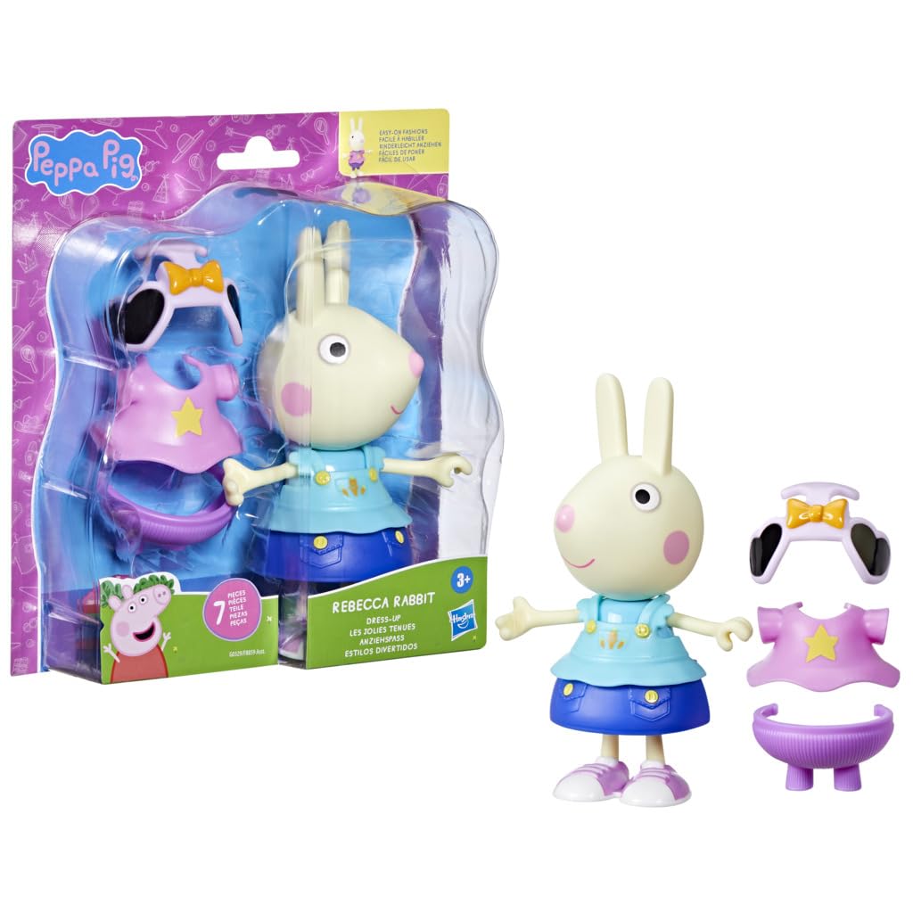 Peppa Pig Rebecca Rabbit Dress-Up Doll - 15 cm Figure with 6 Fashion Accessories | Ages 3+ | Plastic