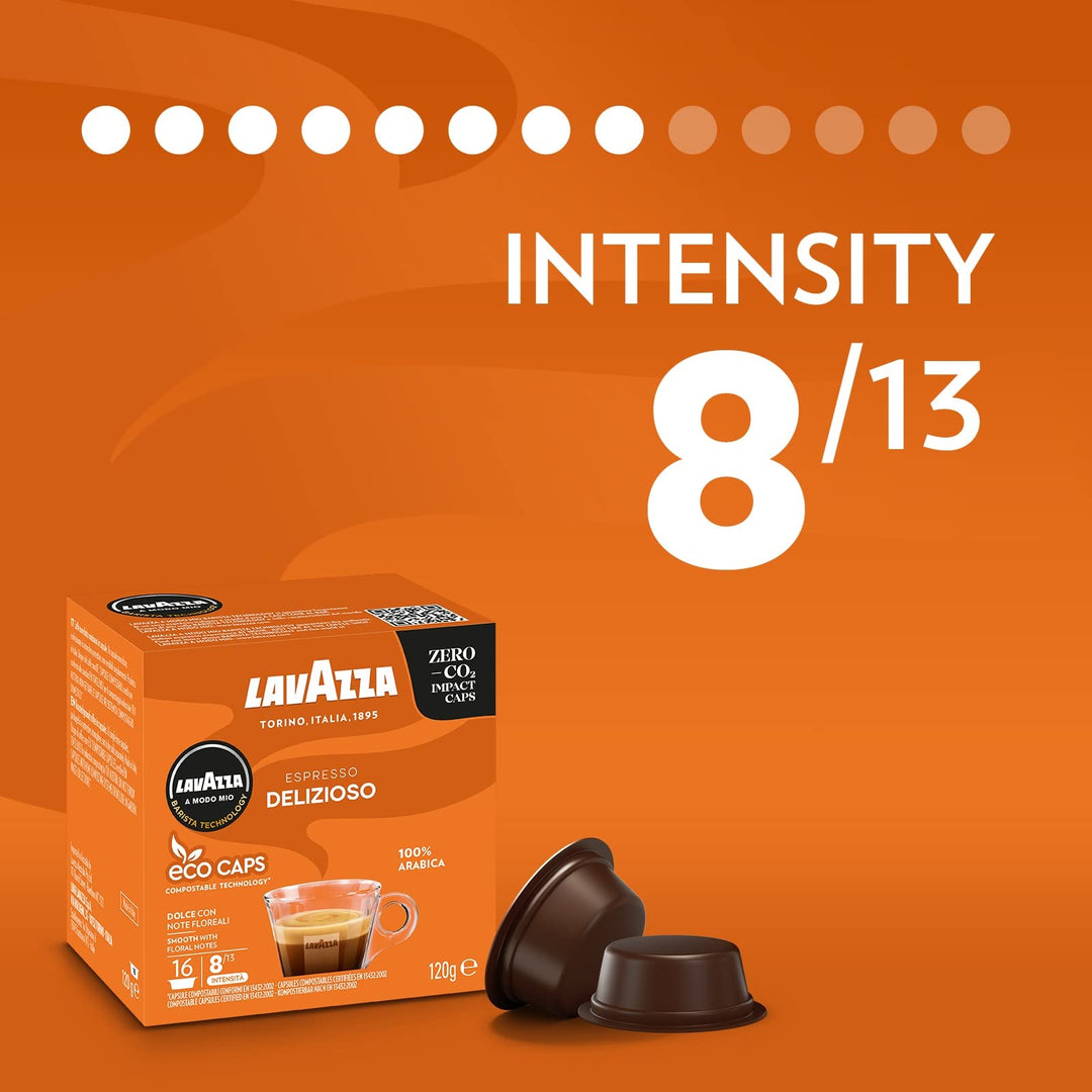 Lavazza A Modo Mio Espresso Delizioso Coffee Capsules, 100% Arabica, 16 Pods