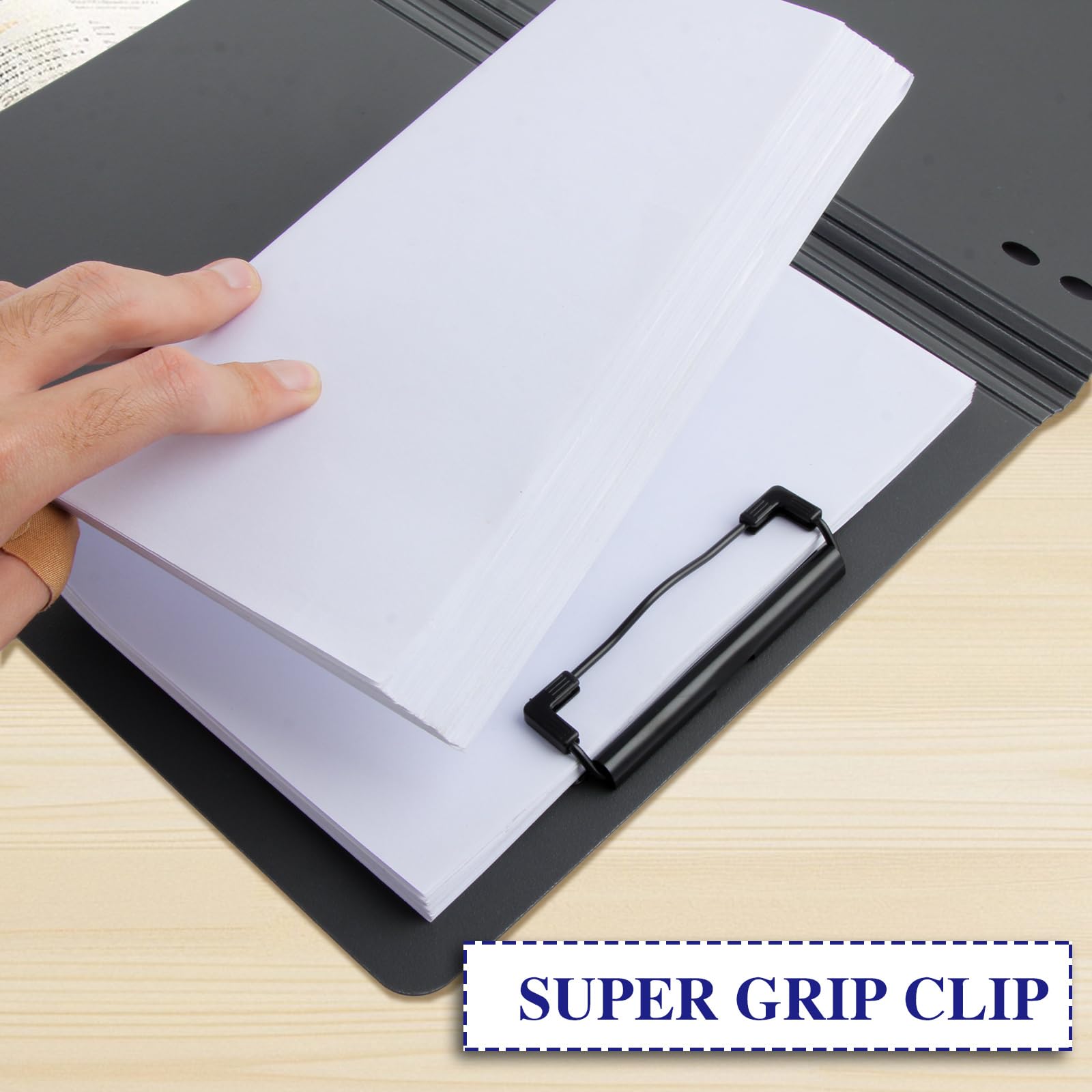 ASelected A4 Folding Clipboards with Cover, Black, Pack of 4 | Durable Plastic | Holds 100 Sheets 5