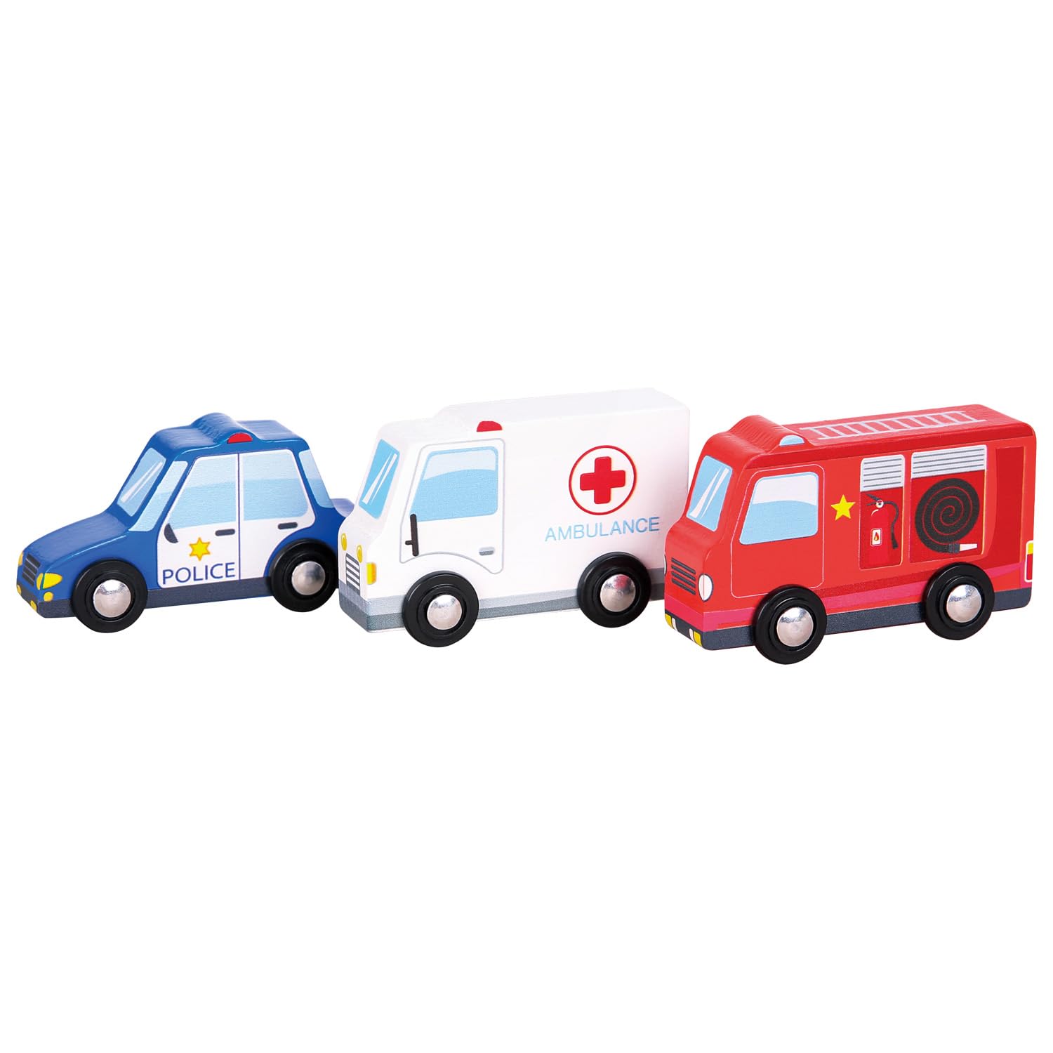 Woet Wooden Emergency Vehicle Set - 3 Pieces | FSC Certified Wood | Ages 18 Months+