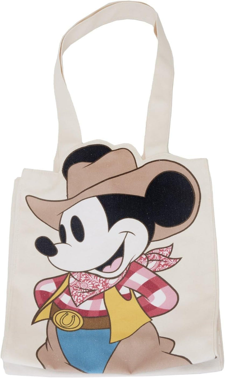 Loungefly Disney Western Mickey Mouse Canvas Tote Bag (Cream)