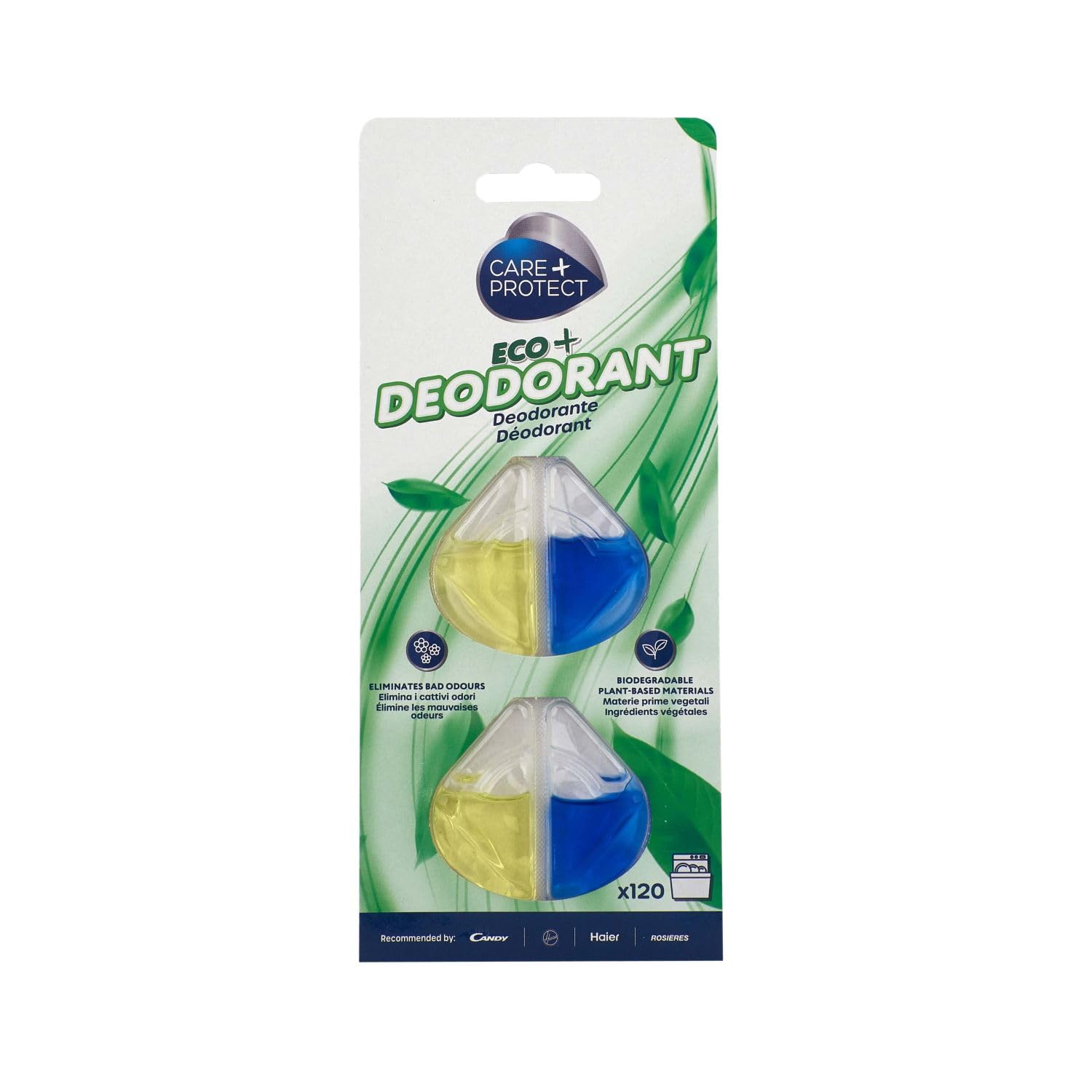 CARE + PROTECT ECO+ Dishwasher Deodorant - Lemon Fragrance | 2 Shells | Up to 120 Washes