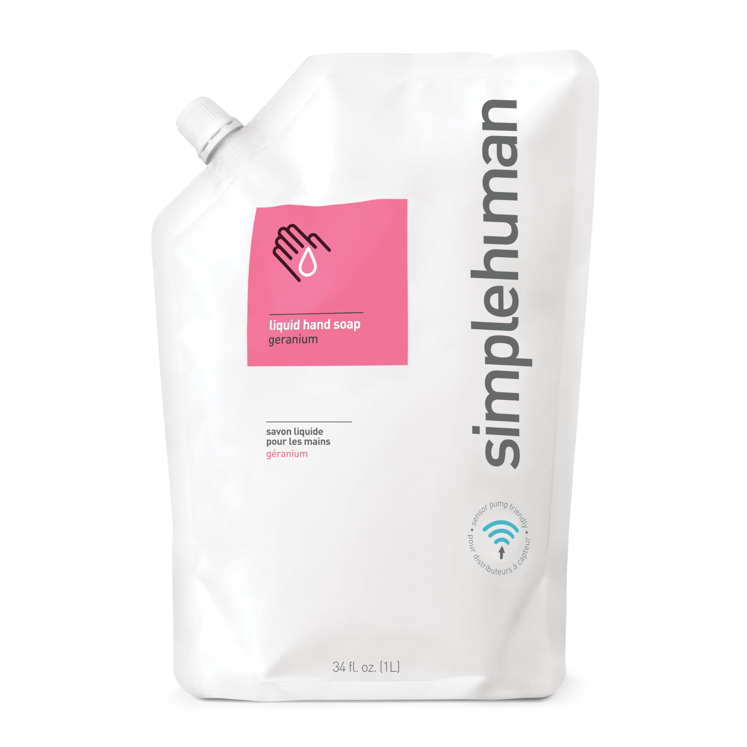 simplehuman CT1018 Geranium Hand Wash Liquid Soap - 1L Moisturising Vegan Formula