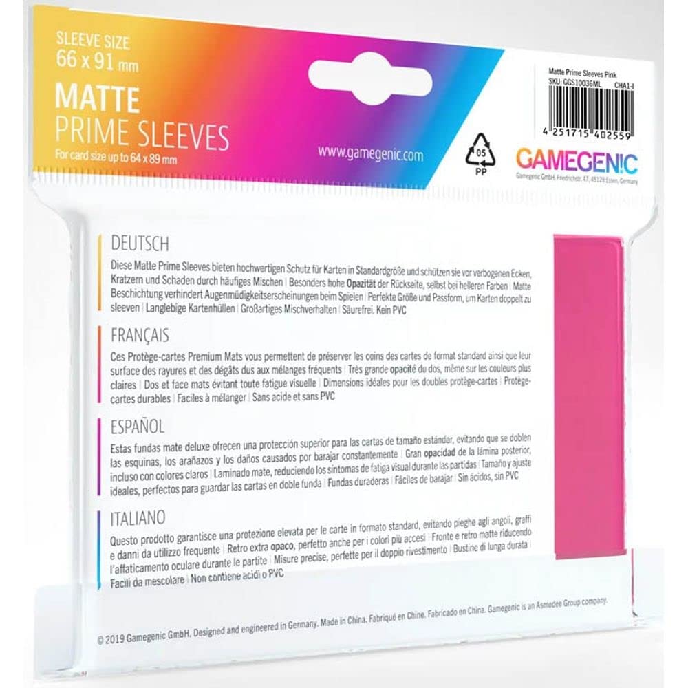 Gamegenic Matte Prime Sleeves - Anti-Glare Matte Finish | Perfect for Double-Sleeving | 100 Pack Pink 2