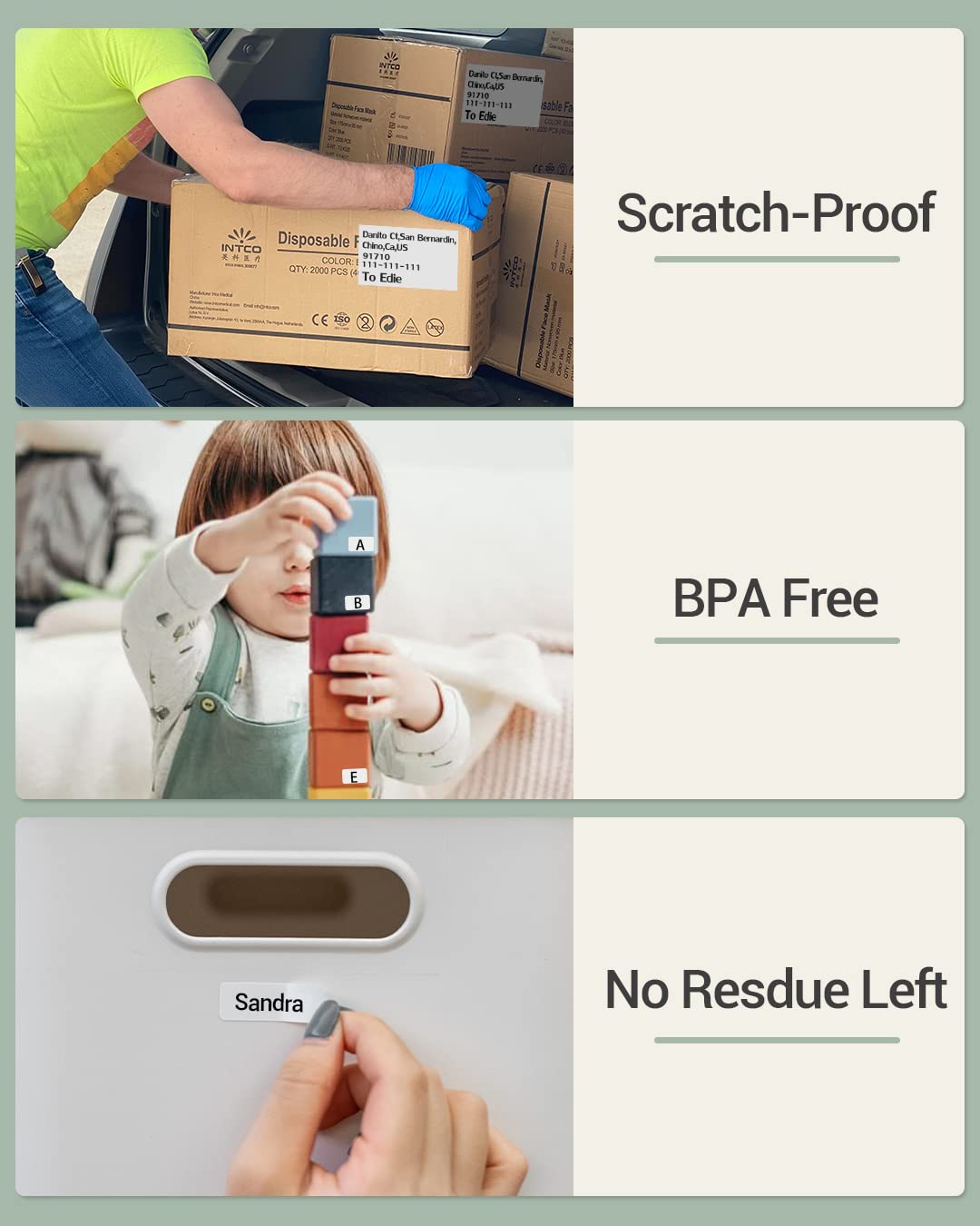 Phomemo Thermal Printer Labels - 3 Rolls, 40x30mm White Rectangular, Ink-Free Printing 5